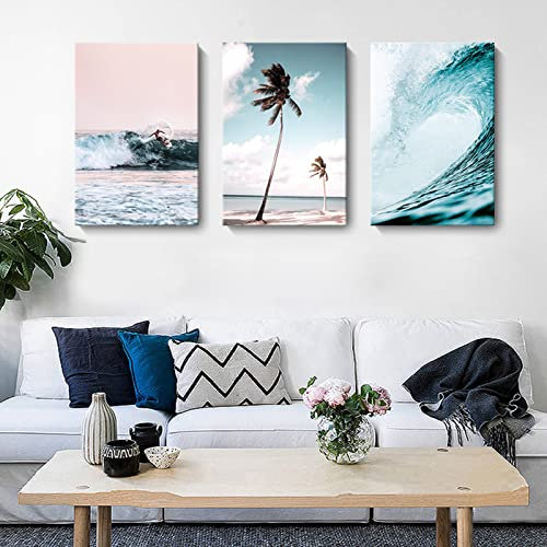 XUSANSHI Leinwand-Kunstbild für Wohnzimmer Meereslandschaft surfen Deko Bilder auf Leinwand Leinwand Leinwand Dekoration Malerei Kunst Poster 3 Stück Kein Rahmen 30x40cm