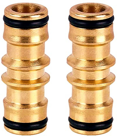 Accesorios de extremo de manguera doble macho de latón, extensores de conector de manguera macho doble para tubos de manguera de jardín, 2 piezas (conector macho doble)