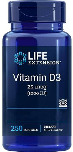 Life Extension, Vitamina D3, 1000 UI (25mcg), 250 Capsule Morbide, Testato in Laboratorio, Senza Glutine, Senza Soia, Non OGM