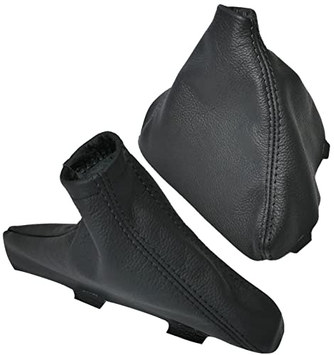 AERZETIX - C59479 - Faltenbalg für schalthebel und handbremse aus echtem leder - kompatibel mit BMW Serie 3 E90 2005-2013 - farbe: schwarz mit nähte schwarz - für manuelles getriebe