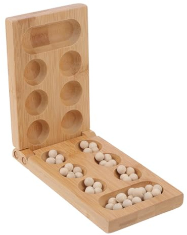 ibasenice Folding Mancala Board Game 6X10 Inch African Strategy Game for Children Family Fun Lightweight Wooden Thinking Puzzle Chess