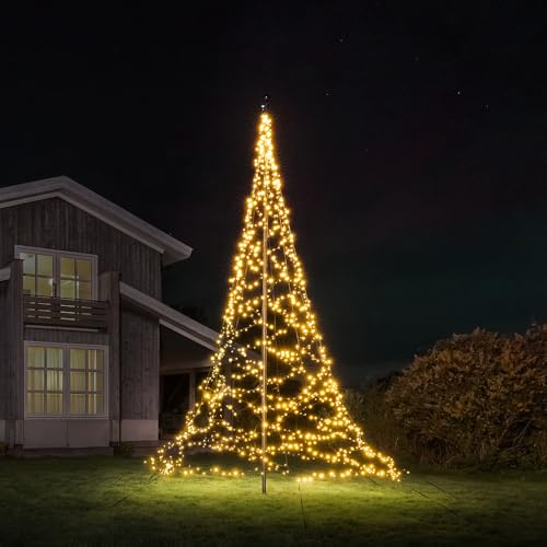 Lumedi - Weihnachtsbaumbeleuchtung für draußen - Exklusive Mast - Weihnachtsdeko, LED Lichterkette, Stimmungsvolle Beleuchtung - Geeignet für vorhandene Fahnenmasten - 6 Meter - 880 LEDs