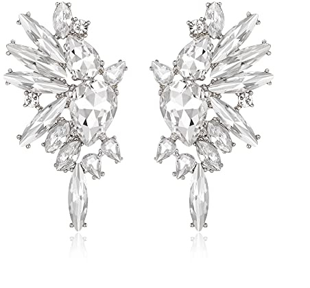 EVER FAITH Art Deco Marquise Kristall Statement Ohrringe Drop Cluster