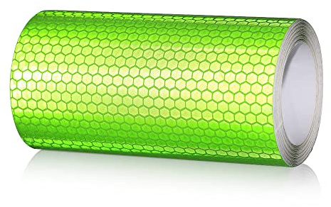 NewL Cinta Reflectante con Patrón de Panal Advertencia Seguridad Verde | Alta reflectividad, 10 x 300 cm, autoadhesiva, canales anti burbujas, adhesivo reposicionable, para tráfico y escenarios