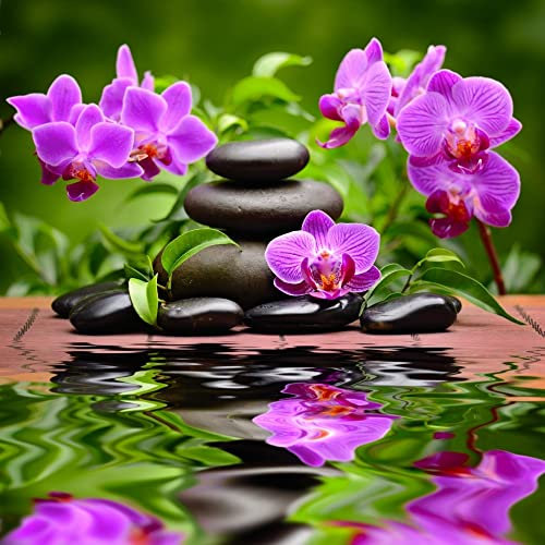 Stickers muraux déco Orchidées Galets Zen Dimensions: 70x70cm