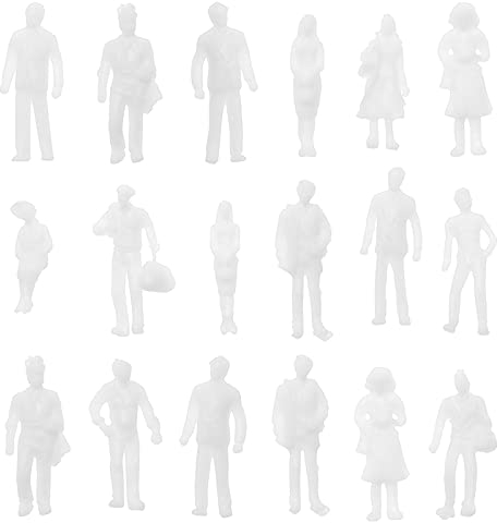 OTOTEC 100Pcs 1:300 White People Unpainted Figures Exquisite Miniature Character Models Decorative Accessories for DIY Making Mini Dollhouse Building