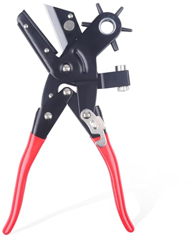 Happara Forbici per lamiera, 2 in 1, con 6 fori, forbici universali, in metallo con traduzione a leva, 245 mm, per tagliare, tagliare e punzonare, pinza foratrice multiuso