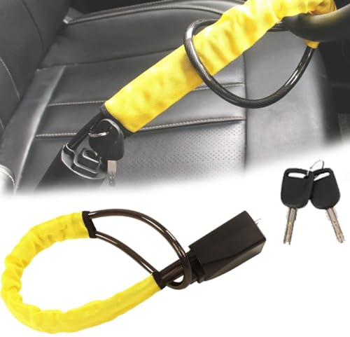 WOOXGEHM Bloccasterzo per Auto, con 2 Chiavi, Antifurto Universale per Cinture di Sicurezza, per Auto, Antifurto, Lunghezza 17 Pollici/43, 2 Cm，per la Maggior Parte Dei Veicoli Automobilistici