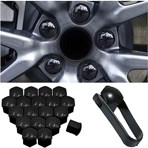 JCAKES Auto Radmutterkappen für Opel Adam Combo, Sechskant Reifen Mutter Rad Hub Schraube Schutz Mit Demontagewerkzeug Anti Rost Zubehör,A/Black-19mm