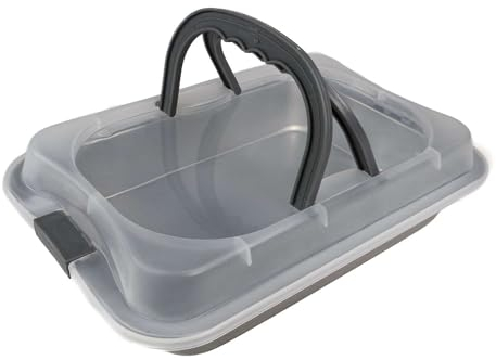 Intirilife Teglia da forno con coperchio, in Argento - Esterno 37.1 x 25 x 9 cm - Interno 31 x 21 x 5.5 cm - Circa 2.6 litri di capacità - Contenitore rettangolare con maniglie per il trasporto