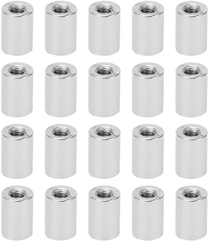 20 Stück Lange Stangenmutter M6 x 1 12mm OD 17mm Länge Rundes Langmuttern Gewindehülsen Edelstahl Innengewinde Verbindungsmuttern Set für Ersatz Wartung