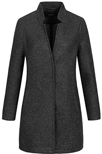 VERO MODA Damen Kurzmantel VMBrushedkatrine lange Damenjacke 10288816 Dark Grey Melange S