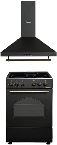SOLTHERMIC COMBO PACK NEGRO RÚSTICO COCINA VTC con HORNO 50L 50X50 + CAMPANA DE 60 H60PR (3 fuegos, gran potencia de extración)