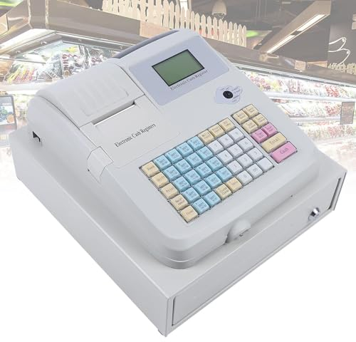 ExoticaBlend Elektronische Registrierkasse mit 48 Tasten, Pos-System-Registrierkasse mit 5 Münzfächern und 3 Geldscheinfächern, 8 Digitale LED-Display-Registrierkasse
