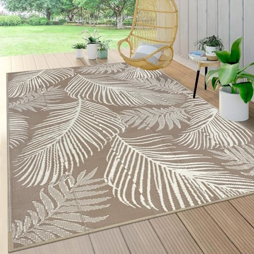 Pauwer Alfombra de exterior impermeable de 5 x 8 pies para patios, alfombra reversible de paja de plástico para exteriores, alfombra de área para interiores y exteriores, alfombra de caravana,