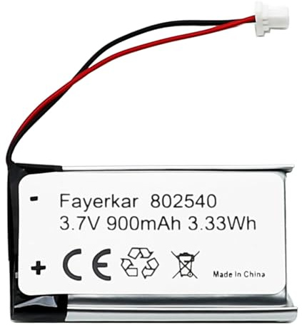 Fayerkar Batteria al litio 3,7 V 900 mAh 802540 per Sena 10S Serie Sena 10S-01 e Sena 20s Serie Sena 20s-01 Sena 20s Evo Sena 30K Sena 30K Sena 30K-01D Moto Bluetooth Cuffie di ricambio Intercom