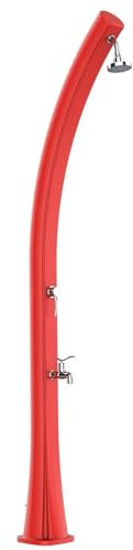 Starmatrix Colonne de Douche Rouge en polyethylene HD a Chauffage Solaire avec Reservoir de 25 litres et Lave-Pieds ideale pour Jardin et Piscine Rio Red
