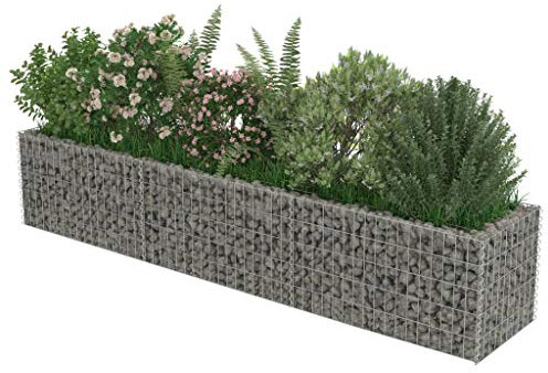 Natulvd Galvanized Steel Gabion Wall Gabion Raised Bed, Outdoor Gardening Backyard Park Stone Cage Basket, Landscape Garden Planter Container Flower Box - 270x50 CM, 50CM H
