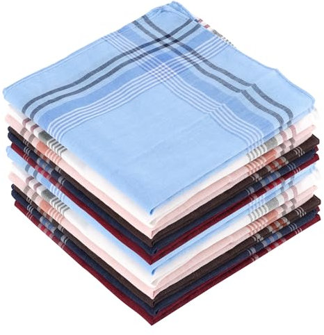 JSMTKJ Stoff Taschentücher Herren, 12 Stück Baumwolle Stofftaschentücher Set, Wiederverwendbar Herrentaschentücher Taschentücher Herren Geschenk