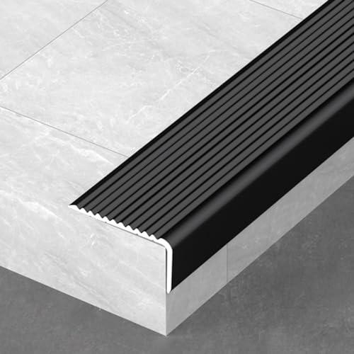 Forme En L Profil Des Bords Marches Antidérapant Bande De Bordure. Antidérapant Nez De Marche En Aluminium. Forme En L Profilé De Protection D'angle，Profilé Pour Nez De Marche/Rampe/Pente(Black,40x20m
