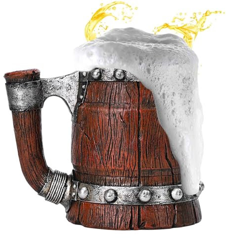 Holdes Jarras de cerveza para hombre, barril de madera, 600 ml, vaso de cerveza retro en forma de cubo, vaso de cóctel de doble pared de acero inoxidable para leche, café, cerveza, whisky