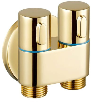 SHUGUANG Valvola Ad Angolo Oro Zirconio Rubinetto Sottolavabo Ottone Rubinetto Lavatrice Uno Dentro, Due Fuori Rubinetto per Lavatrice Mini A Muro Adatto per Scaldabagni, WC, Lavatrici, ECC