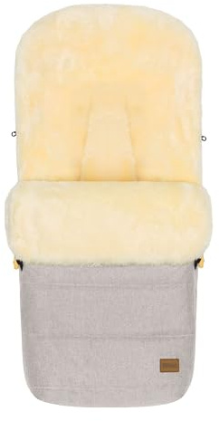 Fillikid Lammfellfußsack Bernina für Kinderwagen, Buggy | Winterfußsack wind- & wasserabweisend | Warmer Fußsack Oberteil abnehmbar, echtes Lammfell herausnehmbar | Baby Fußsack ab 0 Monate