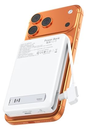 Batterie Externe, 10000mAh 20W Magnétique Power Bank Charge Rapide, Induction Chargeur Portable sans Fil Compatible avec Magsafe, Qi2 Certifié pour iPhone 17 16 15 14 13 12, USB C Câble pour Samsung