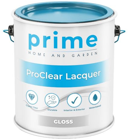 Prime ProClear Gloss Lacquer Paint - 1 Litre Quick Drying & Durable Lacquer for Wood, Plastic, Metal, Concrete, Glass & Ceramics | Water Resistant Coating for Interior & Exterior Surfaces