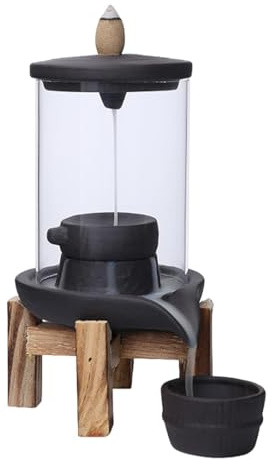 Fontaine d'encens en forme de cascade, porte-cônes d'encens Turn of Fortune avec couvercle coupe-vent, aromathérapie, décoration d'intérieur, porte-cônes d'encens en céramique pour la maison et le