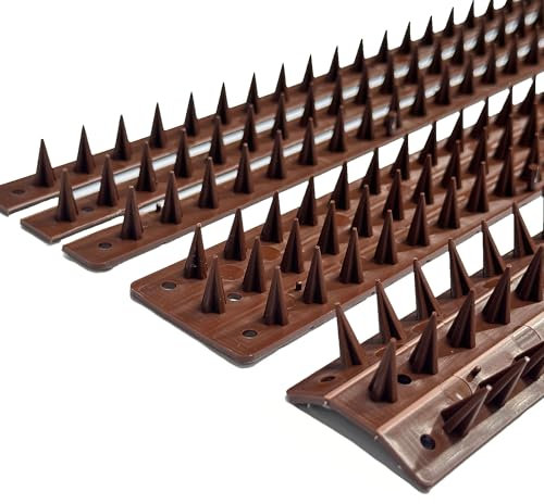 EarlyGrow Fence Wall Spikes Garden Security Guard Anti-Climb Cat Bird Intruder Pest Deterrent - Made in the UK (30-Pack (15m), Brown)