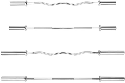 Phoenix Fitness Bilanciere olimpico da 5,1 cm o barra curva EZ – Barra antiscivolo per sollevamento pesi da 1,2 m/1,5 m, per allenamento di forza a casa e in palestra, barra dritta da 5,1 cm, 1,2 m