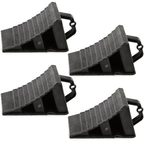 GAsupply Lot de 4 cales de roue en plastique avec poignée pour voiture, remorque, caravane, camping-car, style vintage industriel avec design rugueux