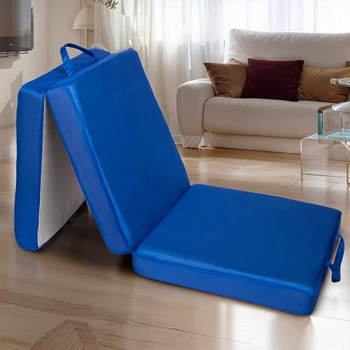 EVVEMU Tri-Folding Memory Foam Mattress, 10 cm Memory Foam Foldable Guest, Camping, Travel, Car and Caravan Beds for Adults & Children, Pressure Relief Tri Fold Bed with Washable Removable Cover
