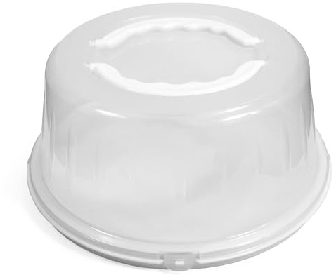 KB KITCHEN BASICS Cake Dome (13x5.5) - Durable Portable Cake Carrier with Secure Lid, Clear Cake Container - Ideal Cake Storage Container for Baking & Transporting Desserts (White)