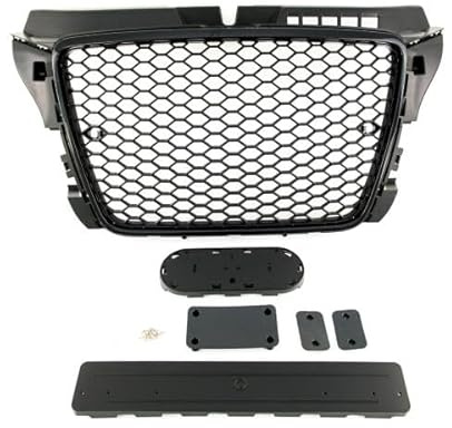 Kühlergrill Wabengrill Schwarz Glanz Passend für Audi A3 8P Facelift 08-13 aus ABS Kunststoff