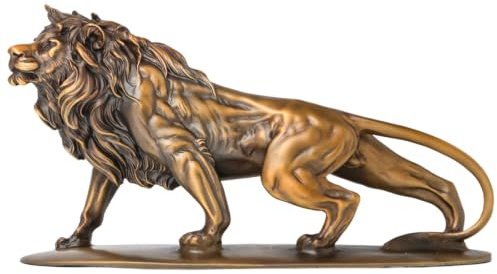 MILY-ART Scultura di leone in bronzo realizzata a mano, maestosa statua in ottone per la casa e l'ufficio, statuetta realistica a forma di animale e regalo per collezionisti e amanti del leone