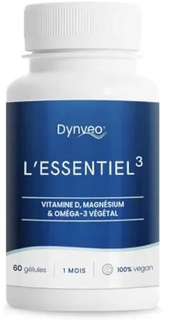 Complexe Oméga-3 végétal, Magnésium, Vitamine D3 - Systèmes immunitaire, musculaire, nerveux & cardiovasculaire - Synergie complète énergie & bien-être - 60 gélules (1mois) - Dynveo
