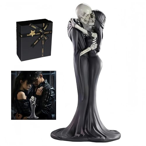 Pawcean Gothic-Skelett-Paar-Figur, schwarzes Hochzeitskleid, Halloween, dekoratives Sammlerstück, Jahrestag, Verlobung, Valentinstag, Schreibtisch