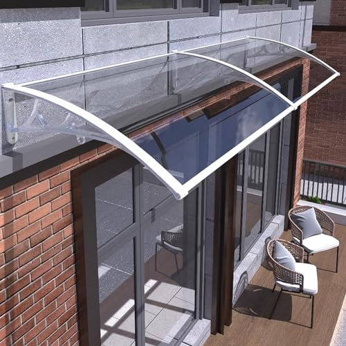 Modern Polycarbonate Cover,Transparent Window Awning,Entry Awning,Arched Sun Canopy,UV Rain Snow Protection Sheet Front Door Canopy Awning Shelter,With Bracket,for Garage Office (80x100cm/31x39)