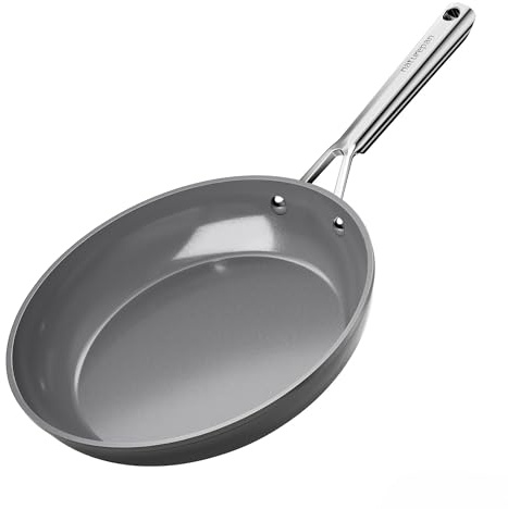 naturepan DiamondTitan Sartén Cerámica 28 cm, Antiadherente para Todas Cocinas, Sin PTFE PFAS PFOA, Aptas para Horno, Lavavajillas con Mango que Permanece Frío (Gris)