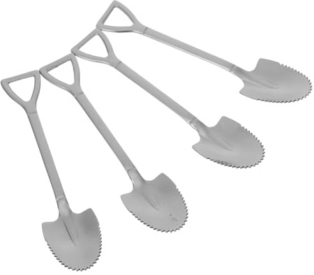 Mikikit Lot de 4 Cuillères à Racler la Pastèque en Acier Inoxydable, Cuillère Créative à Fruits Bords Dentelés, pour Decoupe Fruit