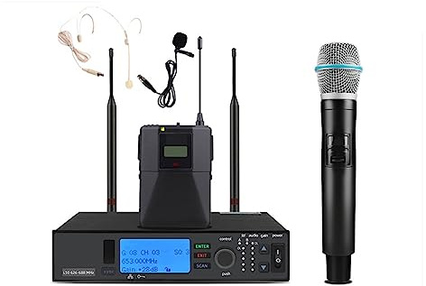 Table de mixage DJ, Ensemble complet BETA87A casque Lavalier système de Microphone sans fil professionnel Microphone numérique de Performance de scène(Full set 572-590MHz)