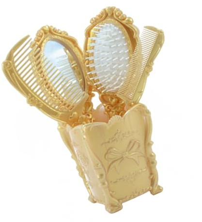 TOPPERFUN Ensemble Outil de Coiffure Portable et Pratique avec Miroir en Plastique Peigne Anti-statique Kit de Coiffage Délicat pour Femmes et Garçon et Filles
