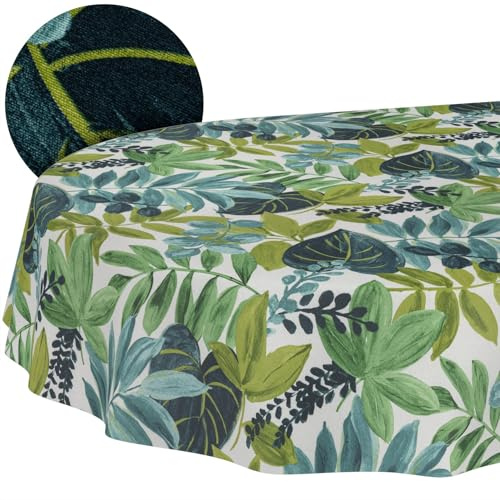 ANRO Tischdecke abwaschbar Tropisch oval 200x140 cm Gartentischdecke | Tischwäsche aus beschichtetem Stoff – schmutz- & wasserabweisend, pflegeleicht – waschbar bei 30 °C