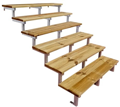 OSLO - Stahltreppe Außen H105cm 6 Treppenstufen Holz KDI Breite 160cm