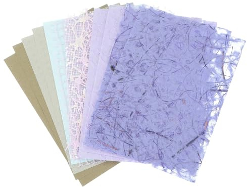 QUARKZMAN 16 Feuilles De Papier Scrapbook Texturé, Ensemble Varié De Papier Spécial Et Tissu Maille Pour Matériaux DIY De Collage, Cartes, Journal Scrapbooking, Violet/Jaune