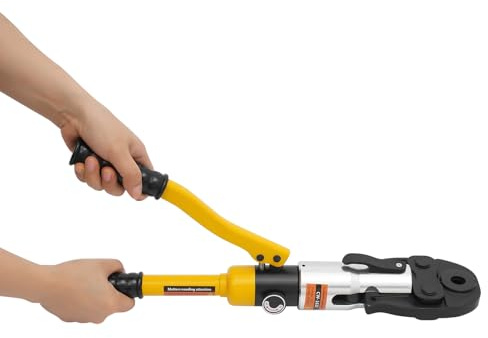 Professionelle Crimping Zange Hydraulischer Crimper Mit 10 Paaren Werkzeugen Und 10 Tonnen Druckkraft Für Kabelklemmen Elektroinstallation 270x170x50mm 10T Gelb