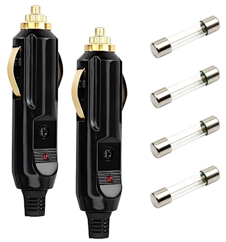 Leloco 12V Zigarettenanzünder Stecker, 2 Stück mit Sicherung für KFZ LKW