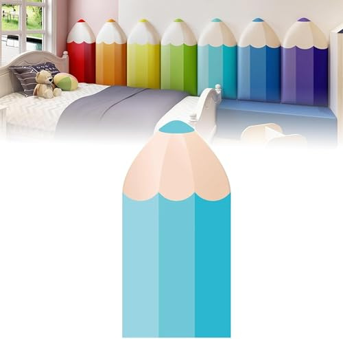 Autocollants Muraux Anti-collision 3D Coussin de Protection Chevet Auto-adhésif 3 Cm Panneaux Imperméables en Pu Papier Peint Panneau Mural pour Chambres À Coucher Chambre D'enfant cyan 20 * 50cm